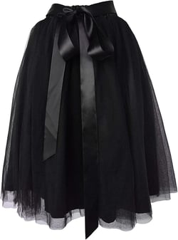 Dancina Women A-Line Tulle Skirt Tutu Knee Length 20-26 Plus Black