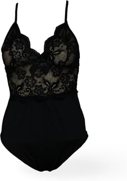 Women Lingerie 1 Piece Bodysuit Floral Lace See Through, Small, Black