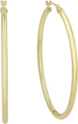 Amanda Rose Collection 10K Yellow Gold or White Gold Classic Round Hoop Earrings for Women |Available from 1/2 to 2 inches | Real 10K Solid Gold Hoops Yellow Gold 40mm (1.50 in)
