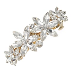Austrian Crystal Hair Clips, White Sparkly Rhinestones Hairpins Barrettes, Cryatal Plant Flower Glod Metal Hair Headwear Hair Accessories for Women Girls