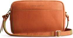 S-ZONE Crossbody Bags for Women Top Grain Leather Shoulder Handbags Camera Bag Purse Adjustable Strap Travel Daily Gift Cognac