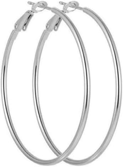 Hoop Earring Sterling Silver 40mm Plated Gold/Silver Trendy Earrings for Women 2024 Lightweight Hypoallergenic Earrings E2455S-40mm