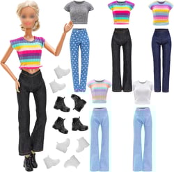 11.5 Inch Girl Doll Clothes Including 5 T-Shirt Casual Classic Tops, 5 Denim Pants, 5 Sneakers for 11.5 Inch Girl Dolls Regular Outfits Accessories for Dolls