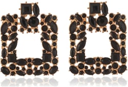 Rhinestone Square Statement Earrings Sparkly Geometric Crystal Drop Dangle Earrings for Women