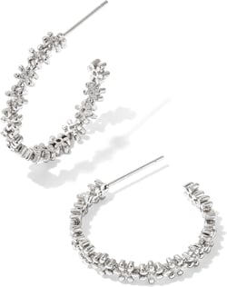 Kendra Scott Womens Nydia Hoop Earrings Silver White Crystal One Size