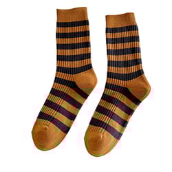 ZiSUGP Retro Style Colorful Striped Socks Cute Athletic Crew Socks for Women Thigh Hi Stockings for Women