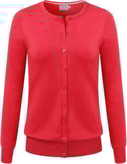 Women's Classic Cardigan Sweater Soft Knit Crew Neck Long Sleeve Slim Fit Front Button Up Ribbed Hem (S-3XL)