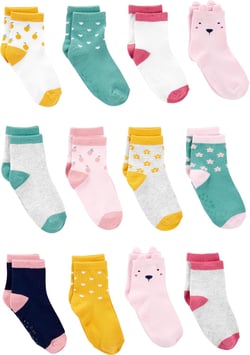 Simple Joys by Carter's Baby Boys' 12-Pack Socks 4-5T Multicolor/Flowers/Fruit/Hearts