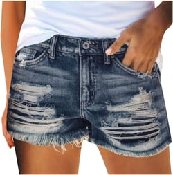 Jean Shorts Womens Shorts for Women High Waisted Tummy Casual Summer Distressed Raw Hem Ripped Destroyed Hot Shorts