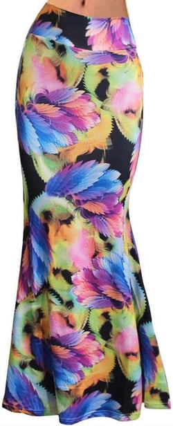 Xixiuly Women's Flower Print Fold Over Skirt High Waist Maxi Skirt Summer Beach Long Skirt Small Multi Floral