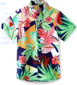 Boys Hawaiian Dress Shirt Tropical Button Down Short Sleeve Cute Print Casual Spring Summer 11-12 Years Flower Hot Pink