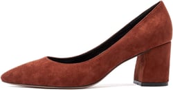 Castamere Womens Chunky Block Heels Pointed Toe Slip-on Mid-Heel Leather Lining Pumps 6CM 6 Brown Suede