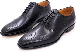 Men's Dress Shoes Lace-up Brogues Oxford Formal Shoes Wedding Work Leather Derbys Office,Black-44
