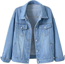 LifeShe Women's Basic Button Down Denim Jean Jacket Coat Light Blue X-Large