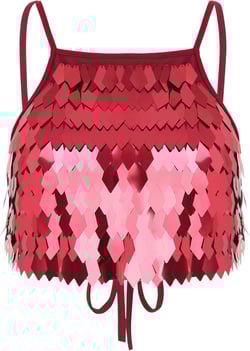 Hularka Women's Belly Dance Costume Crop Top Sparkly Sequin Lace Up Camisole Clubwear Bra Top One Size Red
