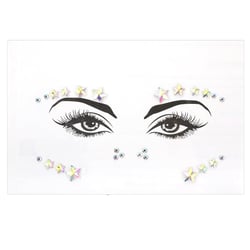 Face Gems Stickers Glitter Temporary Party Jewels Stickers Sparkly Star Rhinestone Sticker Acrylic Mermaid Crystal Eye Decoration for Women Girls Festival Birthday Rave Carnival Accessories