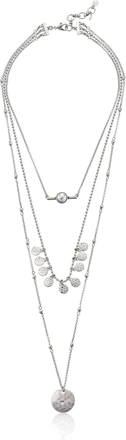 Lucky Brand Women's Lucky Layered Faux Pearl Necklace One Size Silver