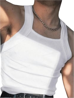 Men's Summer Tank Tops Sleeveless Ribbed Knit Tank Top Casual Basic Tank Undershirt Summer Tops White Small