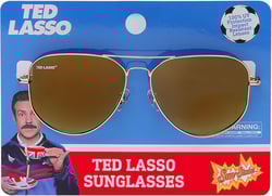 Ted Lasso Gold Aviator Sunglasses SunStaches UV 400, One Size
