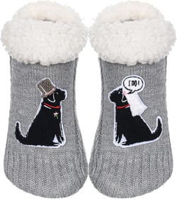 ZYZX Dog Pattern Slipper Socks with Grips Winter Knit Fleece-lined Warm Cute Fuzzy Socks Non Slip Cozy Soft Funny Fluffy House Socks Gifts One Size Dog-labrador Weding
