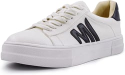 Women's White Platform Sneakers Stylish Splicing with Accents - Perfect for Daily Wear Comfortable and campaigns Durable Casual Shoes 9.5 Narrow Black-pu