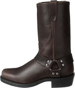 Men's Harness Motorcycle Boots for Riding, Square Toe Biker Boots, Waterproof PU Leather Mid Calf Boots 12.5 Dark Brown