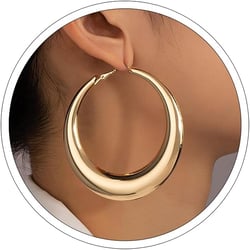 Large Gold Hoop Earrings Lightweight Chunky Gold Earrings for Women Silver Chunky Earrings 14k Gold Big Hoop Earrings for Wedding Hoop-Gold-02