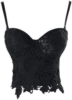 VEENDEO Women's Floral Lace Bustier Crop Top Punk Gothic Corset Bra Tops Small Black