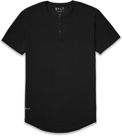 Drop-Cut Henley Men's Shirt Medium Black