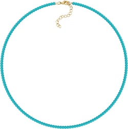 Dainty Beaded Necklace for Women Boho Beaded Chocker Necklaces for Women Girls Western Cowgirl Boho Adjustable Necklace Jewelry Gifts Dainty Turquoise chocker-4mm beads