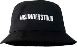 Emboridered Misunderstood Black Bucket Hat, One Size Fits All, Unisex Beach Sun Hat