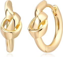 MYEARS Women Gold Huggie Hoop Earrings Cubic Zirconia 14K Gold Plated Small Simple Hypoallergenic Everyday Jewelry Knot