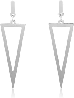 Punk Black Triangle Shape Dangle Drop Earrings Gold Metal Square Rectangle Geometric Stud Earrings For Women Men Bar Party Silver