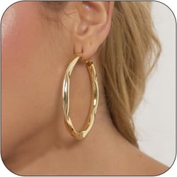 Silver Hoop Earrings for Women Hypoallergenic 925 Sterling Silver Hoop Earrings Wave Large Silver Hoop Earrings Lightweight Big Silver Earrings for Women 40/50/60MM