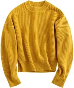 Wool Round Neck Pullover Loose Knitted Sweater Thick Sweater Women's Pullover,Yellow,M Medium Yellow