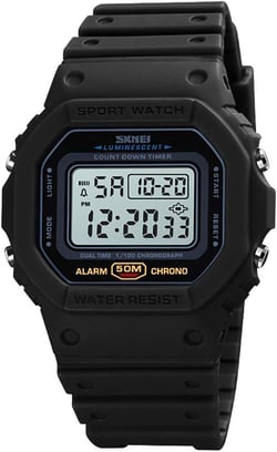 Gosasa Multifunctional Digital Sport Watch Mens Wristwatches Fashion Retro Male Watches Black-white