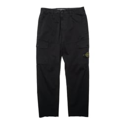 COTTON SATIN STRETCH CARGO PANTS "BLACK"