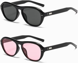 Aviator Sunglasses for Women Men Round Retro Trendy 90s Vintage Sun Glasses DSR037 Black/Pink 53 Millimeters