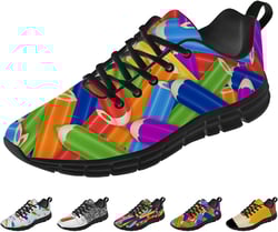 Women's Men's Running Sneakers Novelty Printed Teacher Shoes Back to School Gifts for Adults Teens 10.5 Women/9 Men 3104 Multicolor