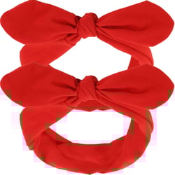 Hicarer 2 Pcs Valentine's Day Bandana Headband for Women Retro Cotton Wide Headwrap with Bows Vintage Valentine Day Decor Adjustable Rabbit Ear Bow Hairband for Women and Girls(Red)
