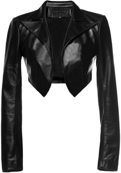 Womens Leather Shrug 100% Genuine Lambskin Leather Crop Moto Bolero Shrug Black Jacket Slim Fit WJ020 Medium Black
