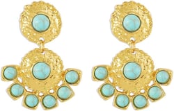 Boho Turquoise Chandelier Dangle Earrings for Women Girls Vintage Bohemian Round Blue Birthstone Ball Y2K Western Statement Drop Dangling Stud Earring Hypoallergenic Ethnic Birthday Christmas Jewelry Gifts Gold