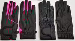New Women Horse Riding Gloves Leather Grip Equestrian Pink Black Tack Horse Back (Black, Large)