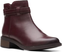 Clarks Women's Maye Ease Ankle Boot 7.5 Dark Brown Leather