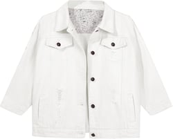Hixiaohe Women Autumn 3/4 Sleeve Retro Short Denim Jackets Light Blue Jean Coats 3X-Large White