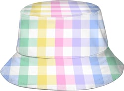 Bucket Hat Packable Breathable Sun Hats for Women Men Teens Unisex Summer Travel Beach Fisherman Cap One Size Pastel Rainbow Checkered Colorful Plaid