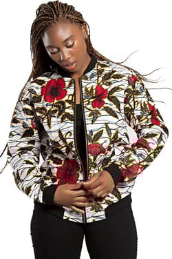 Floral Women's African Print Bomber Jacket