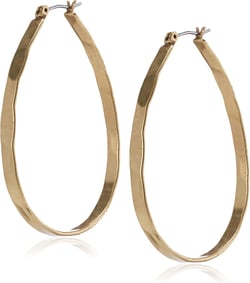 Lucky Brand Women's Medium Gold Tone Oblong Hoop Earrings One Size gold
