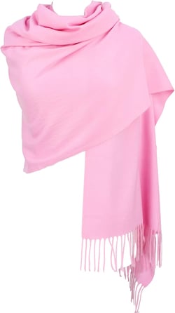 Be Your Own Style BYOS Versatile Oversized Soft Cashmere Shawl Scarf Travel Wrap Blanket W/Tassels, Many Colors Pink