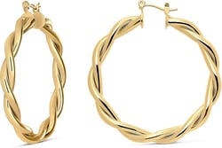 MILLA Twist Earrings - Gold Twisted Hoop Earrings & Thick Silver Hoop Earrings for Women - Big Chunky Gold Statement Earrings Twisted / 14K Gold Plated / 2.0 in